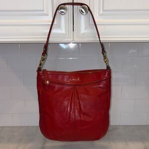 Coach Purse Handbag Leather Hobo Ashley Red Shoulder Pocketbook Bag